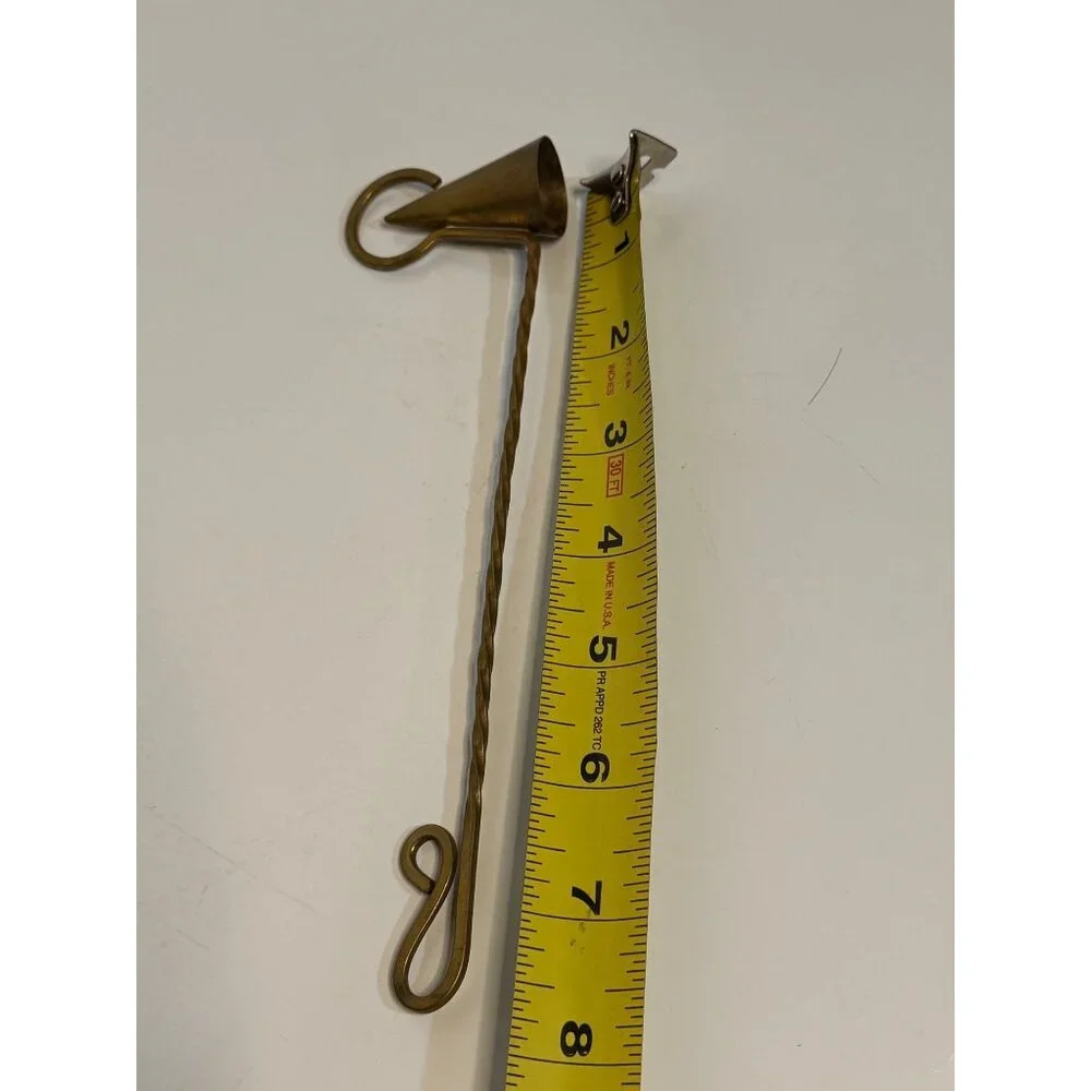 VTG Brass Twisted Candle Snuffer Decorative Loop Hook Handle Cone Shaped Cup 8